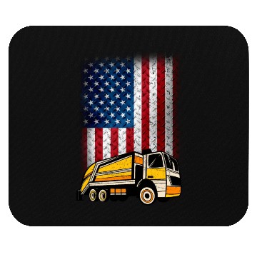 Discover Garbage Truck USA Flag Gift Mouse Pads