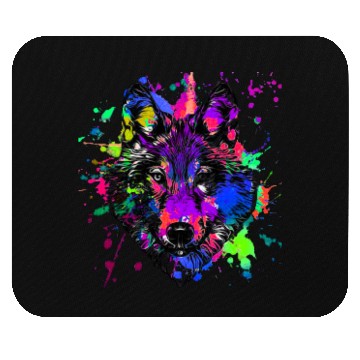 Discover Paint Splatter Wolf Mouse Pads