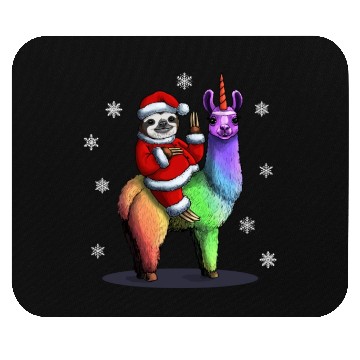 Discover Santa Sloth Riding Llama Unicorn Snowflakes Christ Mouse Pads