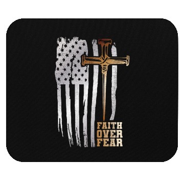 Discover Faith Over Fear Christian American Flag Mouse Pads