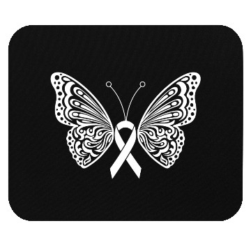 Discover Lung Cancer Awareness White Ribbon Butterfly Mouse Pads