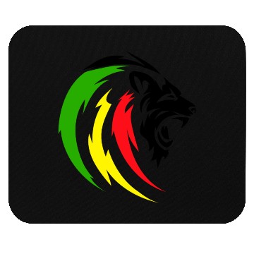 Discover Rastafari Lion with Reggae Flag Colors, Green Red Mouse Pads