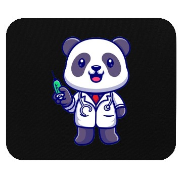 Discover Cute panda doctor with syringe Mouse Pads