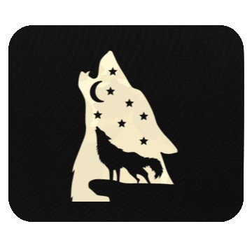Discover Wolf silhouette howling wolf moonlight Mouse Pads