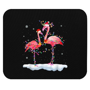 Discover Flamingo Christmas Tree Santa Hat Xmas Light Merry Mouse Pads