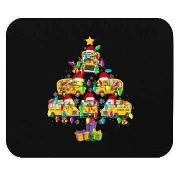 Discover School Bus Christmas Tree Funny Santa Bus Driver Mouse Pads