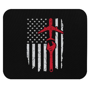 Discover Airplane Mechanic US Flag Aviation Technician Gift Mouse Pads