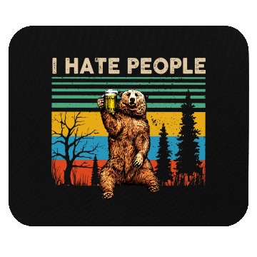Discover I Hate People Bear Drinking Beer Vintage Mouse Pads