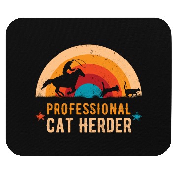 Discover Professional Cat Herder into retro sunset Mouse Pads