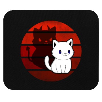 Discover White Comic Cat With Devils With Mouse Pads