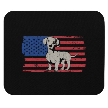 Discover Wiener, Dachshund, US FLAG Mouse Pads