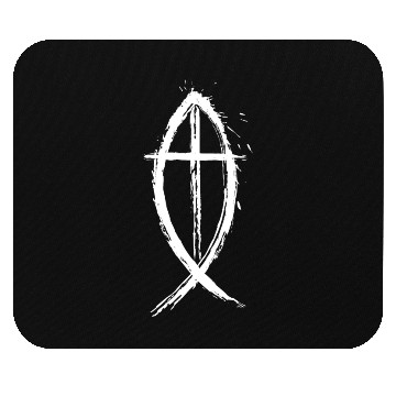 Discover Cross and Fish - White Edition Mouse Pads