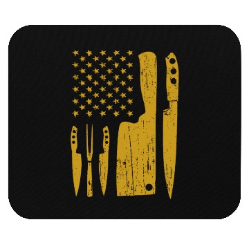 Discover Chef Yellow Knife US Flag Mouse Pads