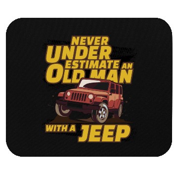 Discover Never Underestimate An Old Man with A Jeep Brown Mouse Pads