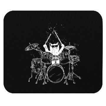 Discover Punk Rockstar Kitty Cat Drummer Playing Drums Mouse Pads