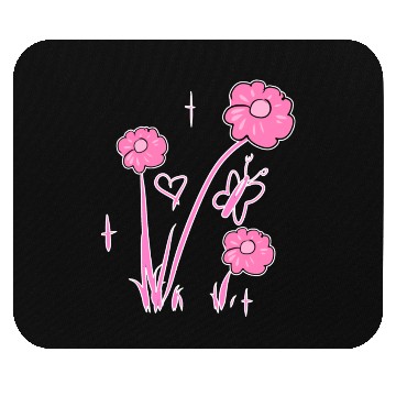Discover flowers pink butterfly nature heart Mouse Pads