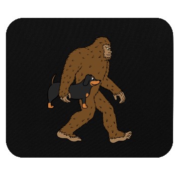 Discover Bigfoot Sasquatch Carrying Dachshund Mouse Pads