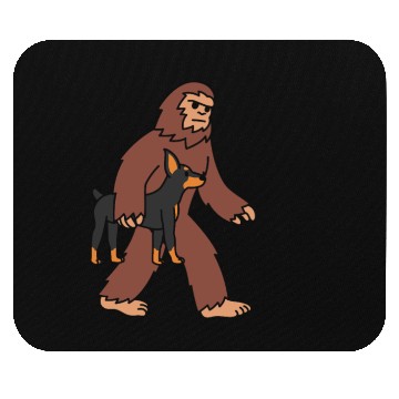 Discover Bigfoot Sasquatch Carrying Doberman Mouse Pads
