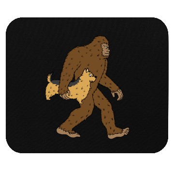 Discover Bigfoot Sasquatch Carrying Yorkshire Terrier Mouse Pads