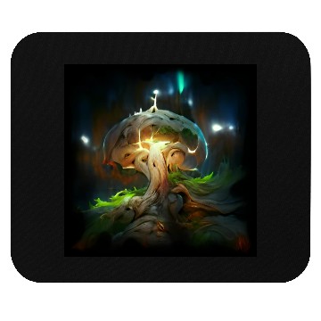 Discover Glowing Fantasy surreal Mushroom Tree Mouse Pads