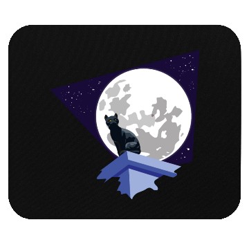 Discover Black cat under the moon Mouse Pads
