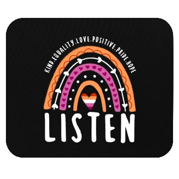 Discover Listen Lesbian Pride Rainbow Mouse Pads
