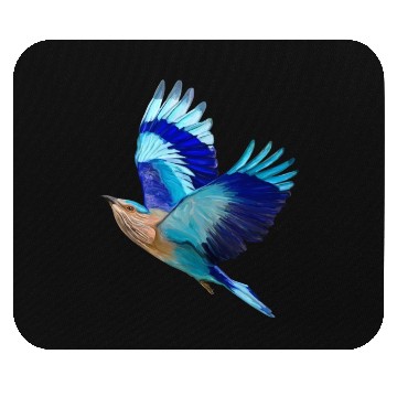 Discover Flying Blue Indian Roller Bird Mouse Pads