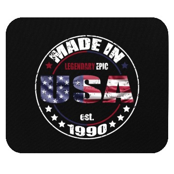 Discover Birthday Saying Born USA 1990 Mouse Pads