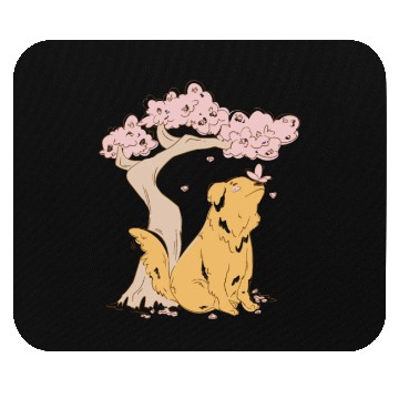 Discover Dog With Sakura Tree Mouse Pads