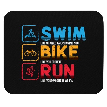 Discover Swim Bike Run Triathlon Athlete Swim Run Bike Mouse Pads
