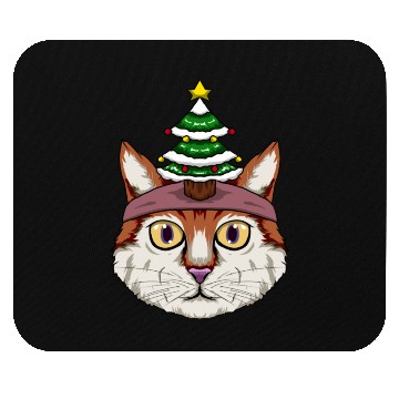 Discover Cute Cat Wearing A Christmas Tree Hat Mouse Pads