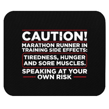 Discover Caution! Marathon Runner In Training Runner Mouse Pads