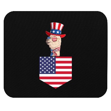 Discover Llama Patriotic Day US Flag Llama Pocket 4th of Mouse Pads