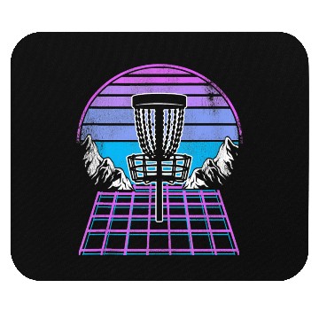 Discover Disc Golf Basket 90s Synthwave Sunset Retrowave Mouse Pads