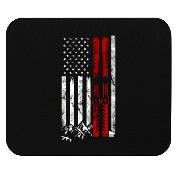 Discover Ski Us American Flag Skiing Mouse Pads