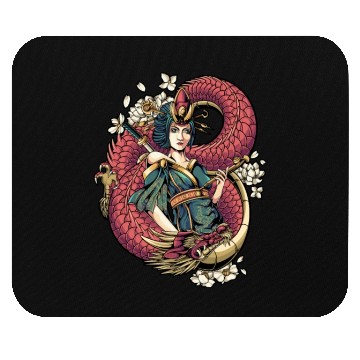 Discover Geisha red dragon Mouse Pads