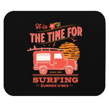 Discover Retro Surfing Design – Summer Beach Vibes. Mouse Pads