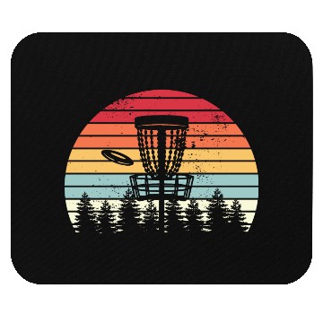 Discover Disc Golf Retro Distressed Trees Sunset Mouse Pads