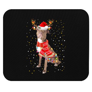 Discover Pitbull Reindeer Christmas Light Mouse Pads