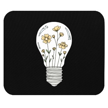 Discover Light Bulb with Yellow Flowers Mouse Pads