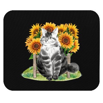 Discover Black Cat With SunFlowers, Gifts For Kitten Lovers Mouse Pads