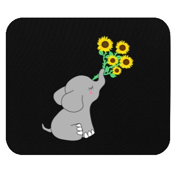 Discover Good Luck elephant holding sunflowers Mouse Pads