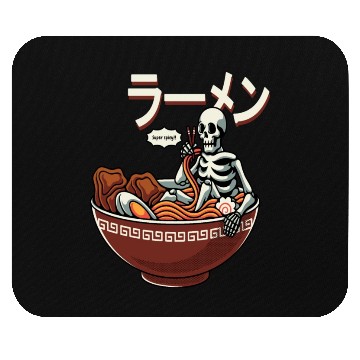 Discover skeleton relaxing bowl ramen Mouse Pads