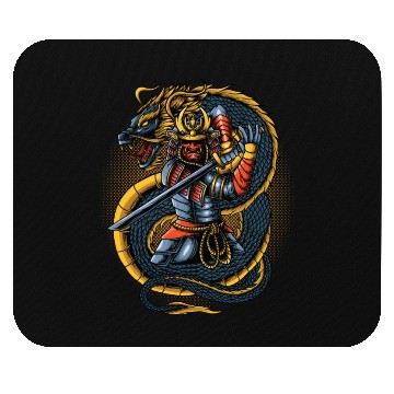 Discover japanese samurai warrior with dragon Mouse Pads