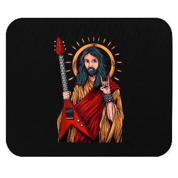 Discover Jesus Playing Heavy Metal Guitar Mouse Pads