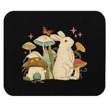 Discover Cottagecore with bunny, mushrooms and butterfly Mouse Pads