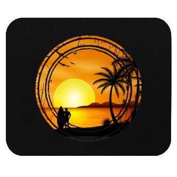 Discover Retro Vintage Sunset , Beach, Palm Trees, Vacation Mouse Pads