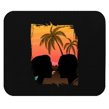 Discover Couple Retro Sunset , Beach, Palm Trees, Vacation Mouse Pads