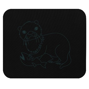 Discover Otter with a fish Mouse Pads
