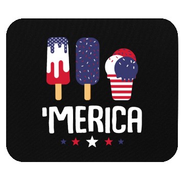Discover Merica Ice Cream Lover Popsicles US Flag Mouse Pads